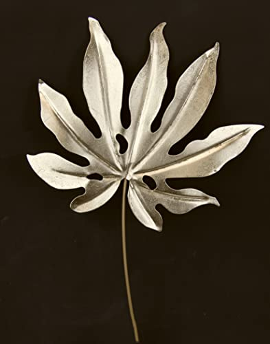 Flair Flower Blatt Metall Wandskulptur Blumen Blätter Metallbild Wandbild Wandschmuck Bild 3D Deko Terrassendeko Wandrelief Abstrakt Extravagant Geschenk Designer Wandobjekt Blüte,Gold,ca.42x29 cm