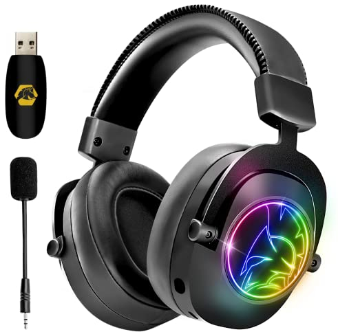 EMPIRE GAMING - WarCry P-W2 Cuffie da gioco Wireless WiFi 2,4 GHz con Microfono Rimovibile RGB - PS5 / PS4 / PC/Mac/Switch - Suono stereo Surround - Eliminazione del Rumore - Jack 3,5 mm
