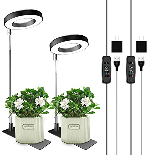 Aokrean växtlampor för inomhusväxter, 48 LED-lampor fullt spektrum växtljus för inomhusväxter, höjdjusterbar växtlampa med bas, 3 valfria spektrum, automatisk timer 3/9/12 timmar, 10 ljusstyrka, 2
