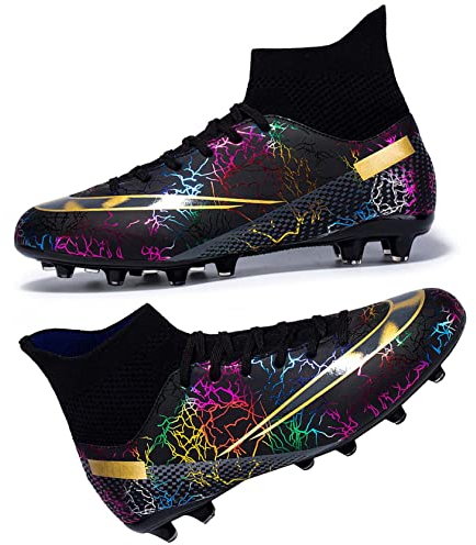 HESBITEUL Herren Fußballschuhe High Top Spikes Jugend Outdoor-Training Fußballschuhe Professionelle sportliche Sportschuhe Turf Trainer