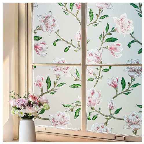 Lifetree Film pour Fenêtre sans AdhéSif - Anti Regard, Vitrail Autocollant Décoratif Opaque, Anti-UV, pour Fenêtres et Portes 75 x 200 cm
