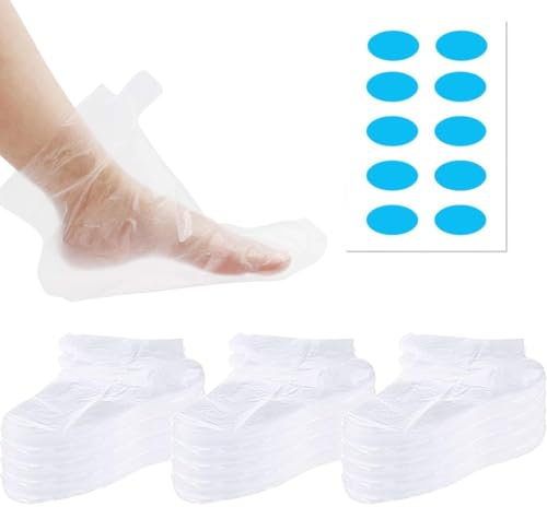 ZUWIJEQ Paraffinwachs Fußmaske Fußabdeckung, 100Pcs Clear Plastic Einwegstiefel Paraffin Bad Liner Fussmaske für die Fußpediküre Hot Spa Wax Treatment Fußabdeckungen Taschen Paraffin Fußmaske Socken