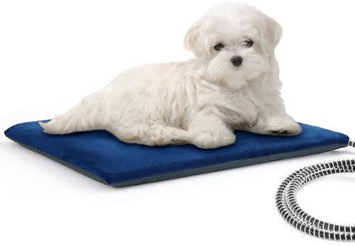 Pecute Manta Termica para Perros, Manta Eléctrica para Gatos y Perros, Almohadilla Eléctrica Impermeable, Almohadilla Térmica Mascotas Engrosada para Interior Exterior(M, 40x50cm)