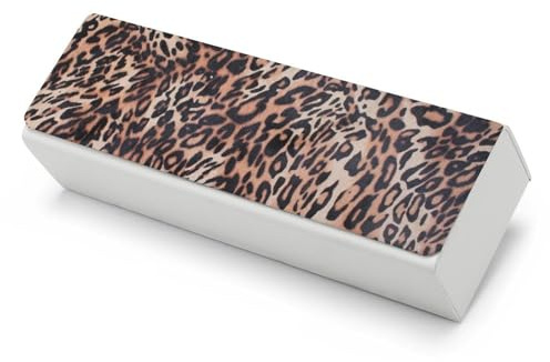 DOTBUY-SHOP Étui à Lunettes Rigide, Étui Lunettes de Soleil Boîte à Lunettes Organisateur Lunettes Portable Étui de Protection avec Chiffon pour Femme Homme Enfant -Imprimé Léopard (Rétro)