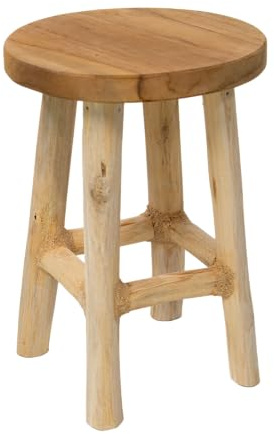 mgc24 Teakholz-Pflanzenhocker - Stabiler 4-Bein Blumenständer aus Massivholz, handgefertigt aus Echtholz, vielseitig & pflegeleicht, vormontiert - Perfekt für Wohnzimmer, Garten, Deko - 27cm x 20cm