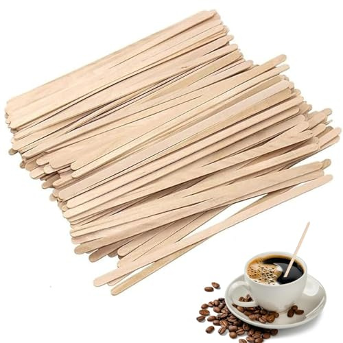 200 Pcs Palette Caffe,palettine caffè in Legno da 14 cm Bastoncini Caffe Bastoncini Legno per caffè Cocktail Bevanda Calda