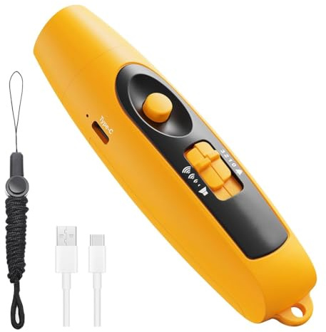 Surluoen Fischietto Elettronico con Ricarica USB, per Arbitri, Allenatori, Insegnanti, Fischietto da per Giochi Sportivi All'Aperto con Cordino Giallo