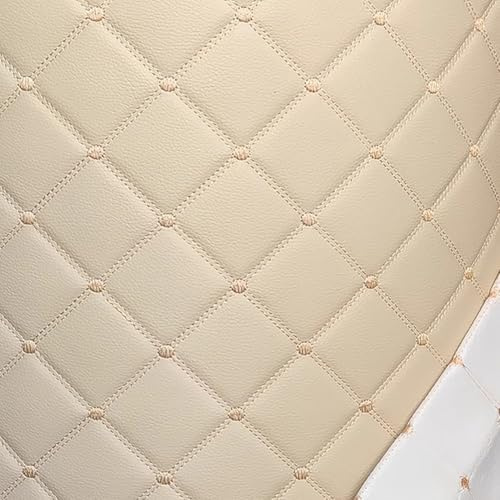 Vinyl Faux Läder Tyg PVC Quiltat Konstläder Tyg 100 * 155 Cm Med 3mm Svamp Baksida Klädsel Säljs Per Yard Korn Textur För DIY Hantverk Sy Bilkudde(Color:beige)