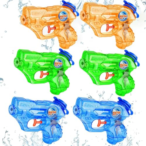 6 Pièces Pistolet à Eau Enfant Miniature, Jeu de Pistolets à Eau pour Enfants, Petit Pistolet à Eau Transparent, pour Piscine Extérieure Jouets de Combat Deau pour Enfants Garçons Filles