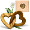 OLIQUE Holzherzen, Olivenholz - Verbundene Holz Herzen als individuelles Geschenk zur Hochzeit, Hochzeitstag oder Verlobung (15 cm)