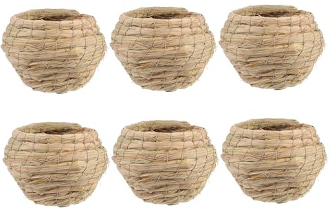 Abaodam 6pcs Woven Bird Nest Handcrafted Hideaway for PET Birds Decorative for Finch and Parakeet Roosting