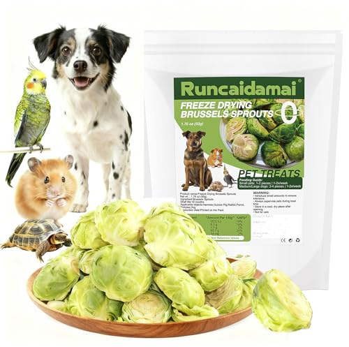 Cavoletti di Bruxelles Liofilizzati Naturali per Animali Domestici – Snack Monoingrediente, Ricco di Nutrienti e Basso in Calorie per Cani, Conigli, Uccelli, Tartarughe e Cavie 50g
