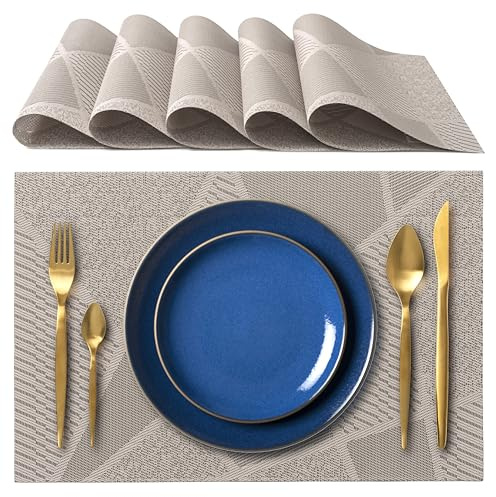 IPEA Manteles Individuales Americanos Elegantes 45 x 30 cm para Cena, Almuerzo, Desayuno – 6 Unidades – Mantel Individual Lavable, Resistente al Calor, Antideslizante, Antimanchas para Mesa de Cocina