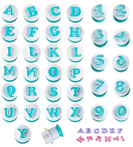 HMCEY Lot de 36 Emporte Piece Patisserie Chiffre et Lettre,Emporte Piece Alphabet Pate a Sucre,Moule Chiffre Et Lettre,Cookie Cutter,Emportes Pièce Sanwich,Emportes Pieces Biscuits Sablés pour DIY