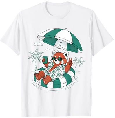 Panda Roux rétro Vintage avec Lunettes de Soleil en Vacances T-Shirt
