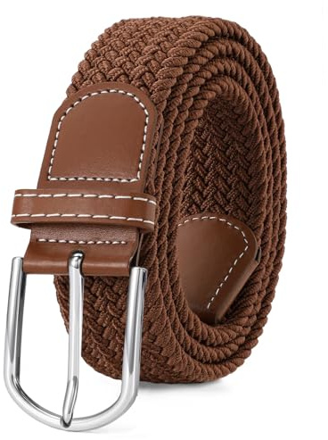 VONMELLI Cintura Elastica Intrecciata per Uomo e Donna, Multicolore Cintura Uomo per Jeans e Golf, Regolabile con Fibbia, Accessorio Casual Marrone-Fibbia Marrone M