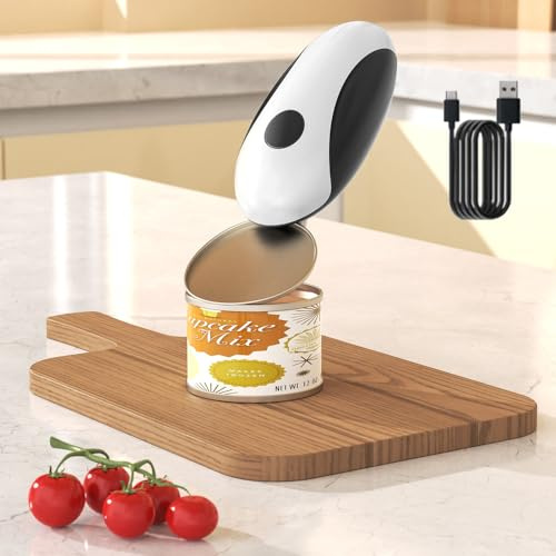 Abrelatas Eléctrico Automático, Recargable Abrelatas Eléctrico, Automático Rotación 360°, Apagado Automático, Abridor de Tarros Eléctrico Abridor de Frascos para Personas Mayores, Artritis y Cocineros