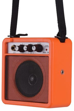 Keenso Gitarrförstärkare Mini Gitarrförstärkare 5W Bärbar Högtalare med Volym Tone Overdrive Dubbel Ingång för Elektrisk och Akustisk Gitarrövning Resor Inomhus Utomhus (Orange)