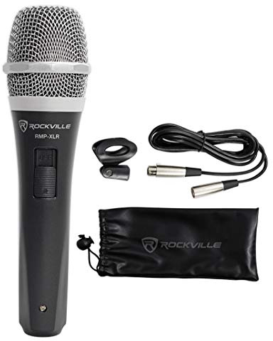 Rockville RMP-XLR Dynamic Super Cardioid Microphone, 10ft XLR Cable, Rugged Plastic Body, Clear Sound, M-06 Cartridge, for Vocals and Instruments
