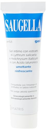 Saugella Gel, pH 5.5, Idratante e Rinfrescante, Allevia la Secchezza Durante i Rapporti, con Acido Ialuronico e Salicaria, Compatibile con Preservativi in Lattice, 30 ml