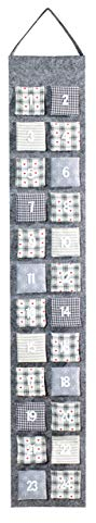 HEITMANN DECO Adventskalender zum Aufhängen und selbst Befüllen - Filz-Adventskalender - Grau, Beige, Weiß, 91562, 39 x 23 x 3.5 cm