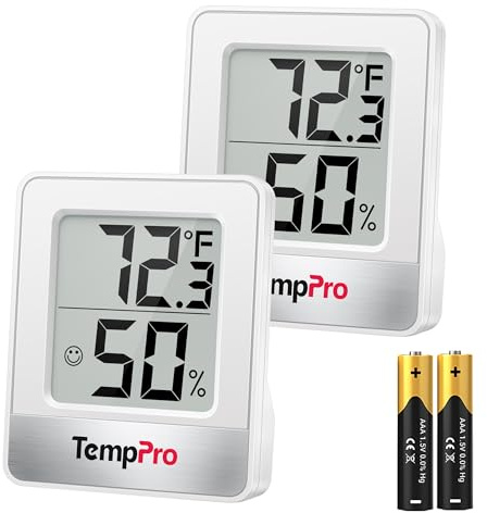 TempPro TP49 2 Pieces Digital Hygrometer Indoor Thermometer Humidity Meter Mini Hygrometer Thermometer with Temperature and Humidity Monitor Room Thermometer (Previously ThermoPro)