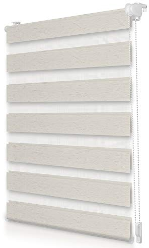 ROOMY Duo-Rollo Doppelrollo Klemmfix, ohne Bohren, Blickdicht, mit Montageschiene Sichtschutz Sonnenschutz Natur, 80 cm x 150 cm (B x L)