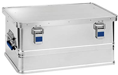 hünersdorff 451150 - Scatola in alluminio eco 48 litri, impermeabile con guarnizione in gomma, leggera, stabile, maniglie pieghevoli, predisposizione per serrature, colore: Argento
