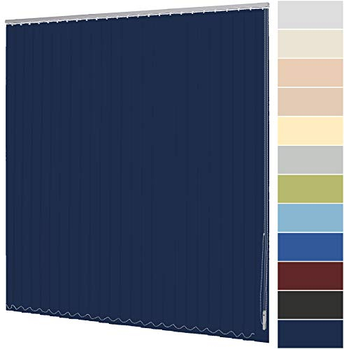 Lamellenvorhang nach Maß Vertikaljalousie 89 mm für Tür und Fenster viele Farben Maßanfertigung Wand- und Deckenmontage Jalousie Lamellen Rollo (Breite 200,1-220 cm x Höhe 100,1-120 cm, Marineblau)