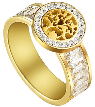 Flongo Damring kvinnor ring BFF ringar blogger knuckle fingerknoppar stapla livsträd liv bröllop förlovningsringar guld silver, rostfritt stål,