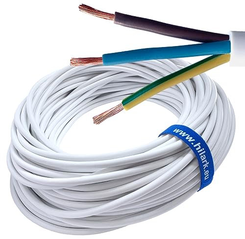 Hilark 15m Kabel PVC H05VV-F 3x2,5 mm² 3g2,5 mm² – Weiß