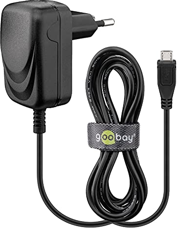 goobay 49529 Chargeur Mural Micro USB 1,0 A, USB, Source d'alimentation pour Smartphone, Adaptateur Secteur, 1,5 m, Noir