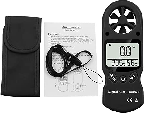 Anémomètre numérique testeur de vitesse du vent avec rétroéclairage LED pour planche à voile, cerf-volant, voile, surf, pêche (noir)