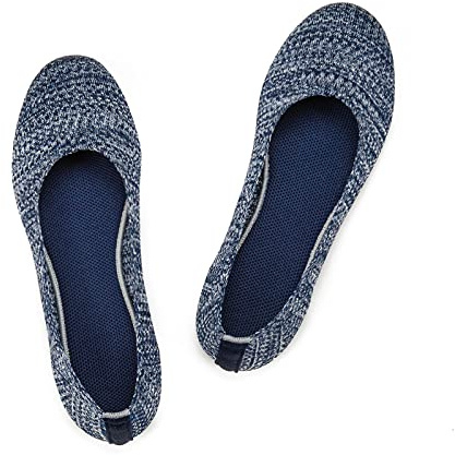 Frank Mully Damen Ballerinas Slip On Knit Kleid Schuhe Pumps Schuhe Runde Zehe, Blau, 42 EU