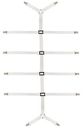 HX AURIZE Bettlakenspanner Verstellbar, Bettlaken Spanngurte, Spanner für Bettlaken - für Faltenfreie Bettlaken und Topper (Weiß)