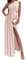 Femmes Sexy Une Épaule Plissée Slim Fente Longue sans Manches Enveloppe Plissée Haute Split Robes De Demoiselle d'honneur De Mariage sans Manches Robe Fente Enveloppante (Rose,S)