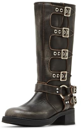 Steve Madden Women's Rocky Knee High Boot, Brown Distressed, 6.5 UK