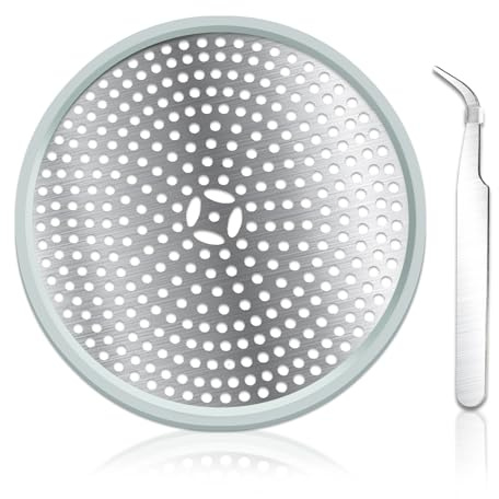 SHFYFHS Avloppsskydd för duschkabin,Duschavlopp hårfångare, Duschavloppsskydd 304 rostfritt stål,hårfångare shower Rund metall,Hårfångare Dusch,Med pincett, för kök badkar badrum,11,8 x 11,8 x 0,31cm