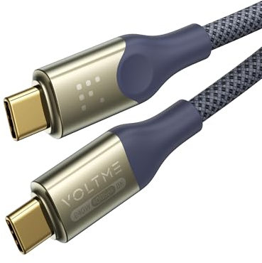 VOLTME USB4.0 240W Kabel, PD3.1 Zertifiziert USB C Schnellladekabel Datenübertragung 40Gbps, 8K@60Hz Videoübertragung mit Thunderbolt 1,2m Kompatibel mit iPhone, Samsung, Monitor, Dock, Blau
