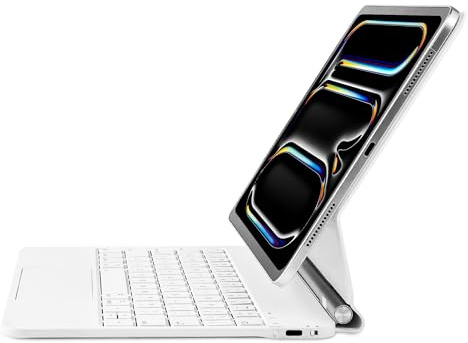 Magic Keyboard för iPad Pro 11 tum M4 2024, Bluetooth magnetiskt stativ, QWERTZ-tysk layout (vit)