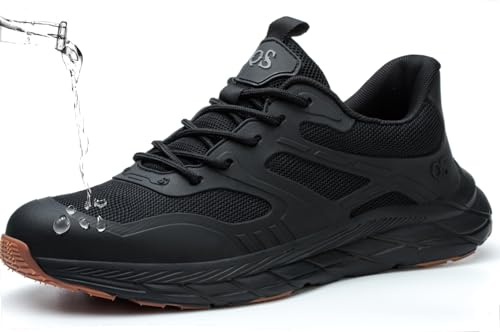 ZEPYFXIT Zapatos de Seguridad Hombre y Mujer Cómodos y Ligeros para Invierno Botas de Trabajo Impermeables con Punta Acero Antideslizante Zapatillas Seguridad Color Negro Talla 43 EU