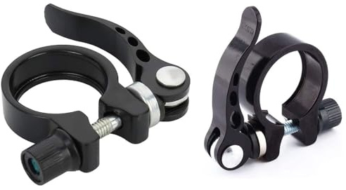 XinYangMao 2PCS Bicycle Seatpost Clamp, Aluminum Quick Release Skewer for Seat Tube, Universal Bike Seat Post Collar for MTB Road Mountain Folding Bikes,31.8mm