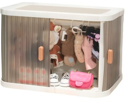 Almacenamiento de ropa para muñecas, armario de ropa de dibujos animados, juguete de peluche, organizador de disfraz para armario de exposición, coleccionistas, entusiastas, habitación infantil