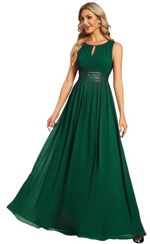 Ever-Pretty Vestido de Fiesta Largo Cuello Redondo de Dama de Honor de Gasa Tallas Grandes Sin Mangas ES01955