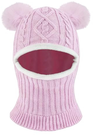 AYPOW Vinter varm balaclava hatt för barn från 1 till 6 år, multifunktionell vindtät termisk stickad halsduk mössa set för flickor barn spädbarn, huva mössor med fleecefoder