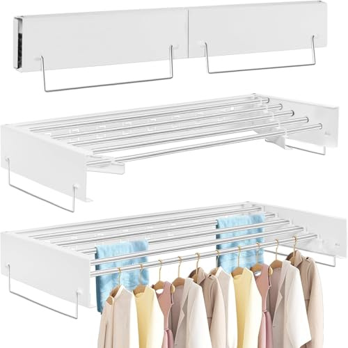 FREEAMG Wäscheständer Wandmontage, 80CM Klappbarer Wandtrockner, Weiß