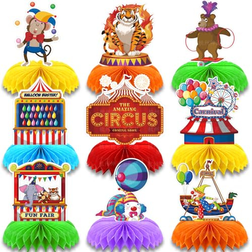 Generisch Carta a nido d'ape 3D, decorazione da appendere, decorazione colorata per feste di circo, 30 cm, riutilizzabile, per compleanni e feste di carnevale