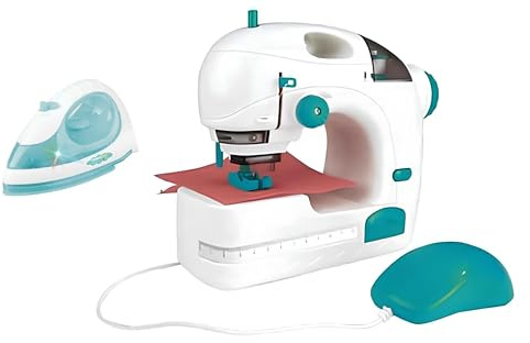 Macchina da Cucire Giocattolo per Bambini con Luce e Cassettino Porta Oggetti, Funzionamento a Batterie, con Ferro da stiro - Gioco Educativo 3 Anni+ Idea regalo
