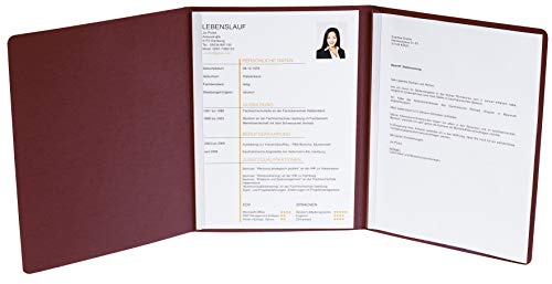 Exacompta Prestige 49208B Chemise de candidature aspect lin en carton Colorspan extra résistant 3 pièces avec 2 rails de serrage pour format A4 Bordeaux