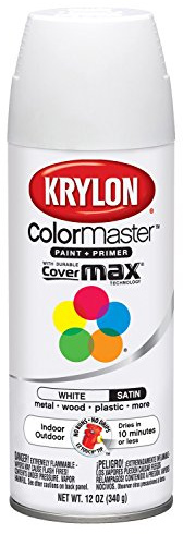 Krylon K05356407 ColorMaster Paint + Primer, Satin, White, 12 oz.